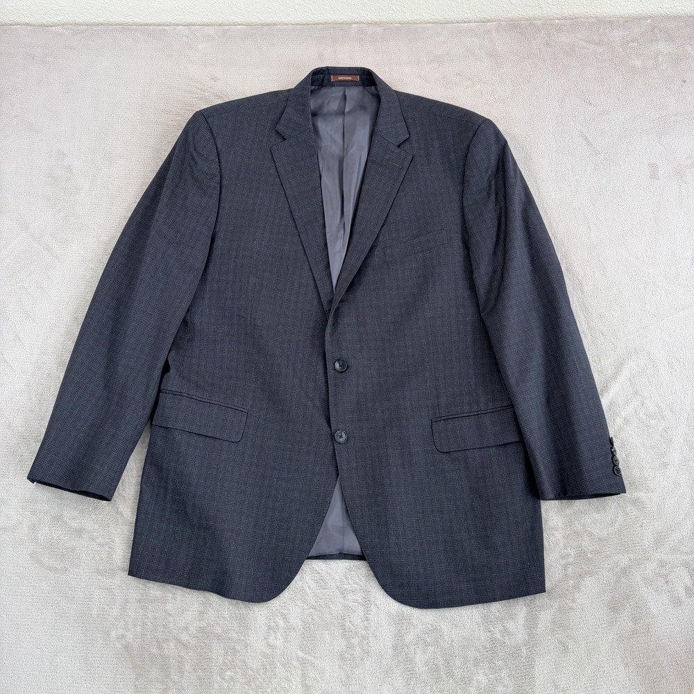 Peter Millar Sport Coat Blazer Jacket Men 46T Grey Wool Check Made In Canada